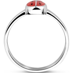 Ring - Gerhodineerd - Zilver - Lieveheersbeestje - 925 Zilveren Ring