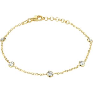 Armband - Geelgoud - Zilveren 925 - Zirkonia - Karabijnsluiting