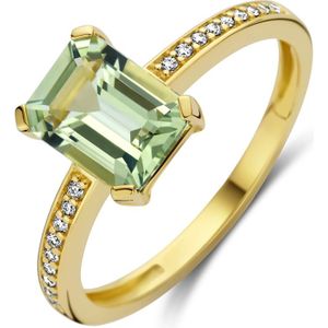 ring groen amethist en diamant 0.07ct h si 14K geelgoud 4028144