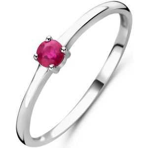 ring met geboortesteen robijn juli zilver gerhodineerd 1337049