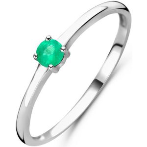 ring met geboortesteen smaragd mei zilver gerhodineerd 1337056