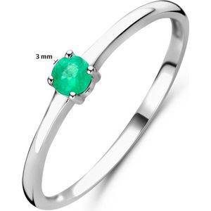 ring met geboortesteen smaragd mei zilver gerhodineerd 1337057