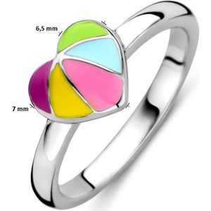 Zilver - Gerhodineerde Kinderring - Hart - 925 Zilver - 6.5x7 mm