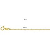 Zilver Verguld Collier Gourmette - Geel - 4-zijdes Geslepen - 1,2 mm - 45 cm