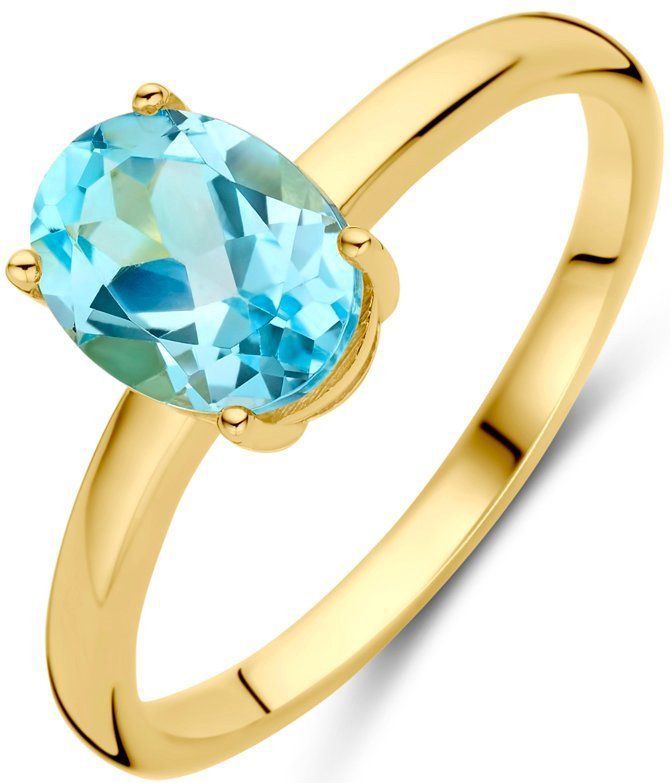 14K Geelgoud Ring Blauw Topaas 4028718