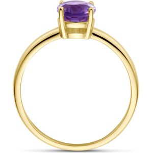 Ring - Amethist - 14K Geelgouden Ring - 8x6mm - Gepolijst