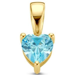 14K Geelgoud - Hanger Hart - Met Synth. Geboortesteen - Hoogte 9.5 mm