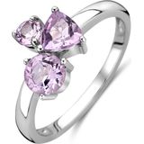 Zilver - Gerhodineerde Ring - Trilogie - Amethist - 9.5 mm