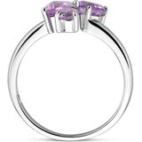 Zilver - Gerhodineerde Ring - Trilogie - Amethist - 9.5 mm