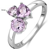 Zilver - Gerhodineerde Ring - Trilogie - Amethist - 9.5 mm