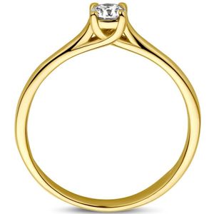 Aanzoeksring - Diamant 0.20ct H Si - 14K Geelgouden Ring - 3.8mm Breedte