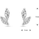 Zilver - Gerhodineerde Oorknoppen - Zirkonia - 9x5 mm