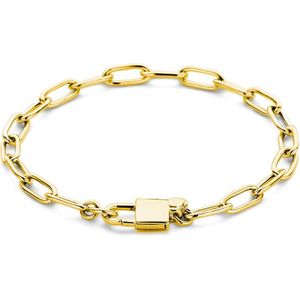 Zilver Verguld - Armband - Paperclip en Slot - 18 cm - 3 Micron