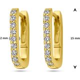 Zilver - Klapoorringen - Geel - 1 Micron - Zirkonia - 15x2 mm