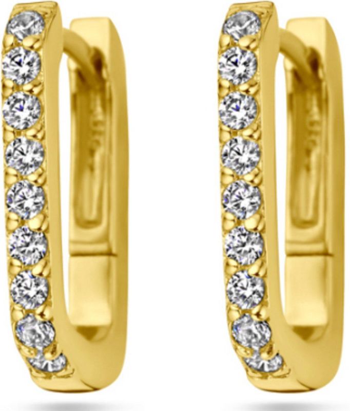 Zilver - Klapoorringen - Geel - 1 Micron - Zirkonia - 15x2 mm