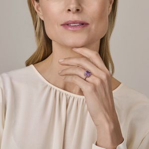 Ring - Amethist - 14K Geelgouden Ring - 12.5 mm - Gepolijst