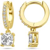 Zilver - Verguld Oorknoppen - Geel - Hart - 1 Micron