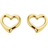 Zilver - Verguld Oorknoppen - Geel - Hart - 1 Micron