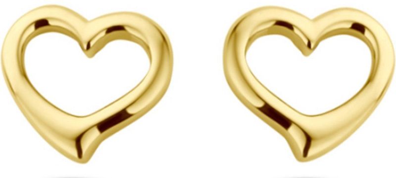 Zilver - Verguld Oorknoppen - Geel - Hart - 1 Micron