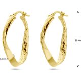 Zilver - Verguld - Oorringen - Geel - Gediamanteerd - 1 Micron - 31 x 3,5 mm