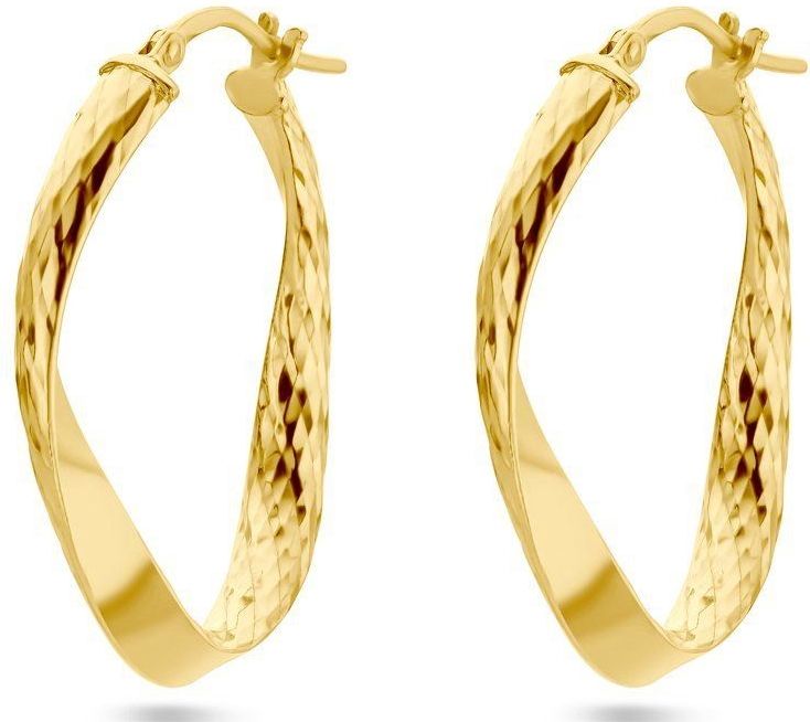 Zilver - Verguld - Oorringen - Geel - Gediamanteerd - 1 Micron - 31 x 3,5 mm