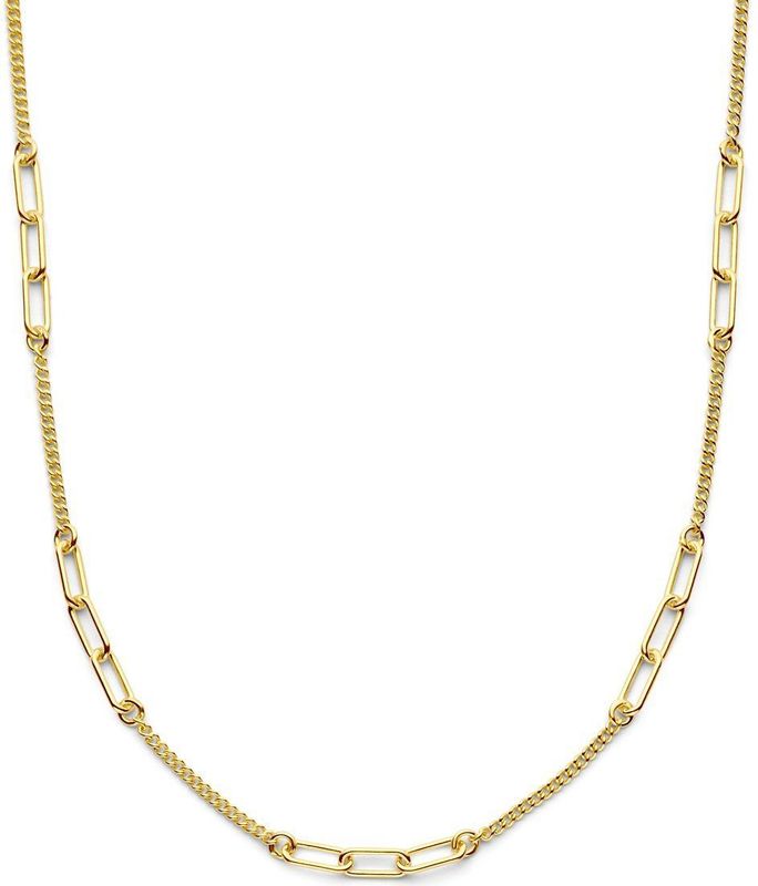 Zilver Verguld Combi-Collier - Gourmette en Paperclip - 3,6 mm - 40 + 5 cm - 3 Micron
