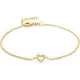 Armband - 14K Geelgoud - Hart En Diamant - 16,5 - 17,5 - 18,5 Cm - 0,04ct H Si