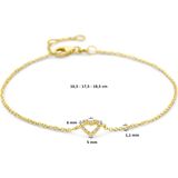 Armband - 14K Geelgoud - Hart En Diamant - 16,5 - 17,5 - 18,5 Cm - 0,04ct H Si