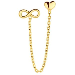 Oorknopjes - Zilver Verguld - Hart en Infinity - 1 Micron - Per Stuk