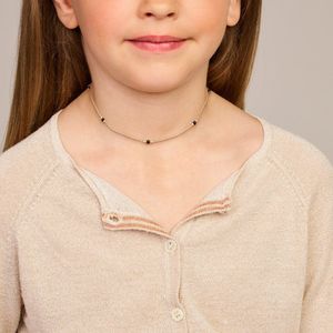 14K Geelgoud - Collier - Onyx - 1,2 mm - Bolletjes