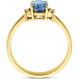 Ring - Trilogie - London Blue Topaas en Diamant 0.04ct H Si - 14K Geelgoud