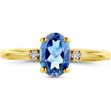 Ring - Trilogie - London Blue Topaas en Diamant 0.04ct H Si - 14K Geelgoud