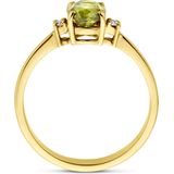 Ring - Toermalijn En Diamant - 14K Geelgoud - 0.04ct H Si - Dames