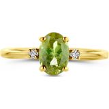 Ring - Toermalijn En Diamant - 14K Geelgoud - 0.04ct H Si - Dames