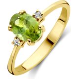 Ring - Toermalijn En Diamant - 14K Geelgoud - 0.04ct H Si - Gepolijst