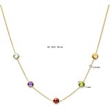 Collier - Geelgoud - 42-43,5-45 Cm - 3 Micron - Met Amethist, Blauw Topaas, Granaat, Peridot en Citrien