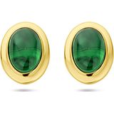 Oorknopjes - Synthetisch Smaragd - 14K Geelgouden Oorknoppen - 9.5x7mm