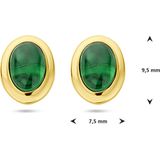Oorknopjes - Synthetisch Smaragd - 14K Geelgouden Oorknoppen - 9.5x7mm