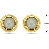 Oorknopjes - Groen Agaat - 14k Geelgouden Oorknoppen - Diameter 6mm
