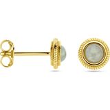 Oorknopjes - Groen Agaat - 14k Geelgouden Oorknoppen - Diameter 6mm