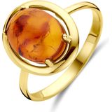 Ring - Amber - 14k Geelgouden Ring - 14 mm Breedte - Gepolijst