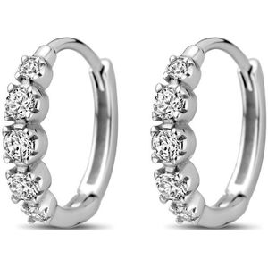 Zilver - Gerhodineerde Klapoorringen - Zirkonia - 14 mm
