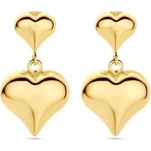Zilver Verguld Oorhangers - Geel - Hart - 35 mm - 1 Micron
