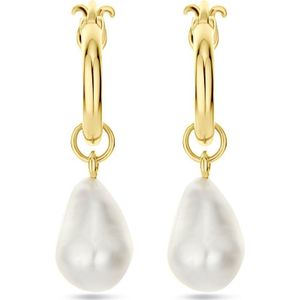 Zilver Verguld Oorhangers - Barok Parel - 32 mm - 1 Micron