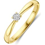 Aanzoeksring - 14K Geelgouden - Diamant 0.10ct H Si - Gepolijst