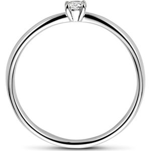 14K Witgoud - Aanzoeksring - Diamant 0.10ct - 16.50