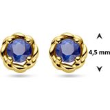 Oorknopjes - Geelgouden - Saffier - 14k - Diameter 4.5mm