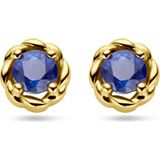 Oorknopjes - Geelgouden - Saffier - 14k - Diameter 4.5mm