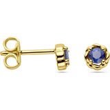 Oorknopjes - Geelgouden - Saffier - 14k - Diameter 4.5mm