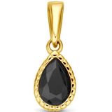 14K Geelgoud - Hanger - Zwart Zirkonia - 14 mm